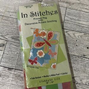Toland butterflies and plaid garden flag 28”x40” new